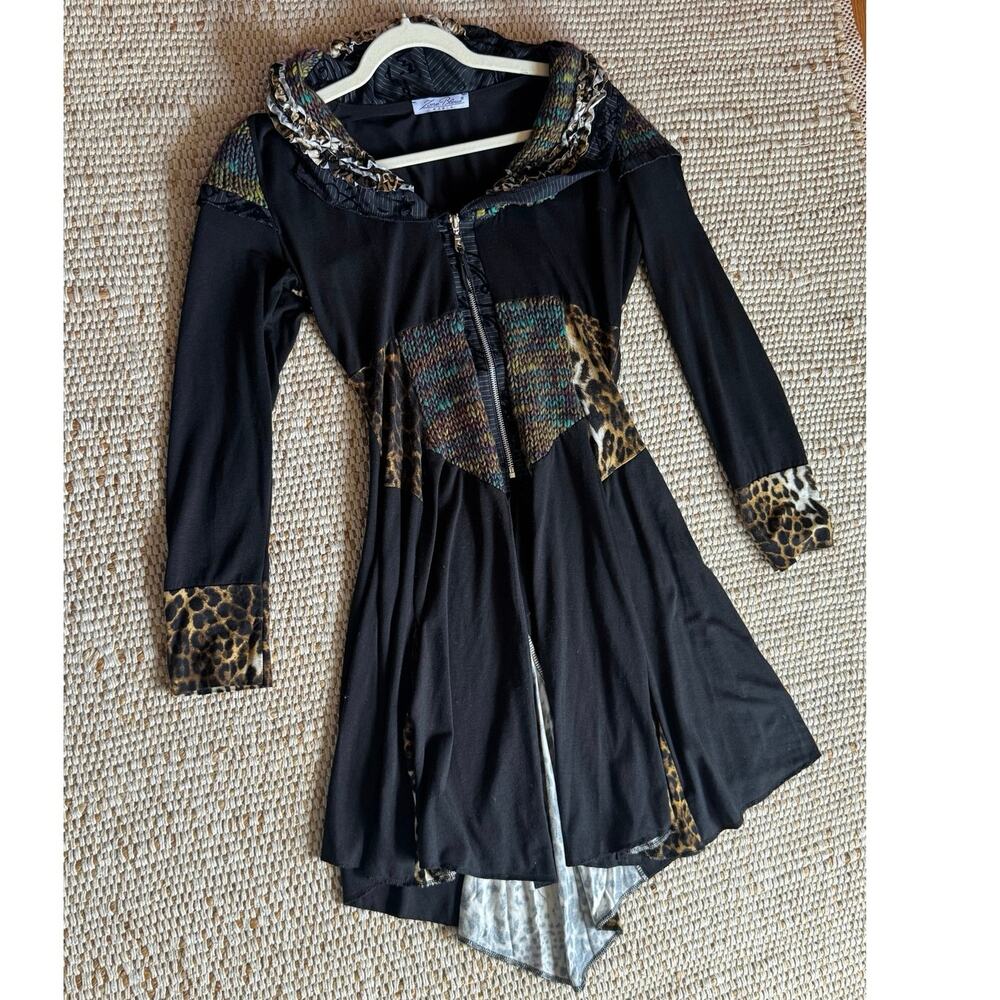 Zone Bleue Paris Mixed Media Cardigan Jacket Asymmetric Whimsigoth Y2K Euro T4/L